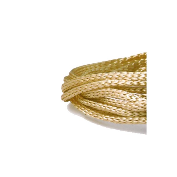 Woven nylon cord, soft, hollow, golden-sand, diameter 3mm, 2m.