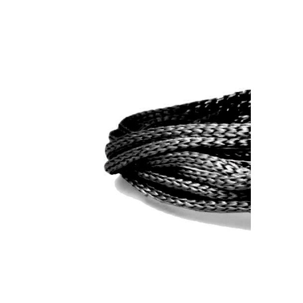 Woven nylon cord, soft, hollow, black, diameter 2mm, 2m.