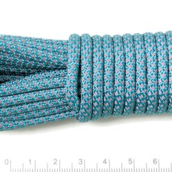 Fallschirmschnur / Paracord, super Reflex, blau-Trkis mit Wellenmuster, 3-4 mm, 2 m
