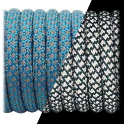 Fallschirmschnur / Paracord, super Reflex, blau-Trkis mit Wellenmuster, 3-4 mm, 2 m