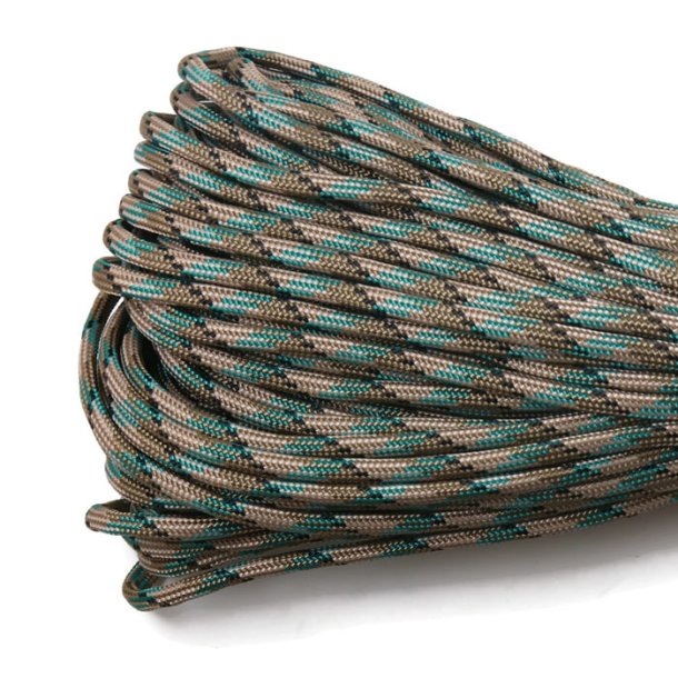 Paracord type 550, bulk purchase, camouflage, brown, turquoise, sand, 4 mm,  30 m