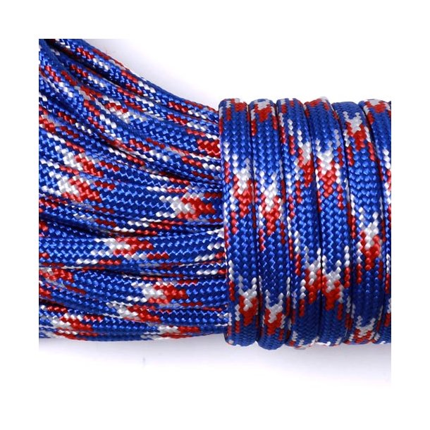 Paracord, red-blue-white, 3-4mm, 2m