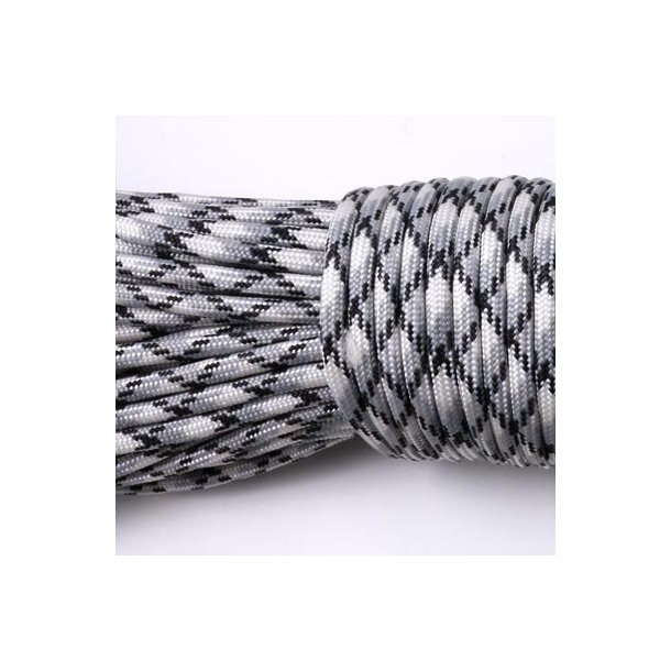 Paracord, camouflage, grey-white-black, 3-4mm, 2m