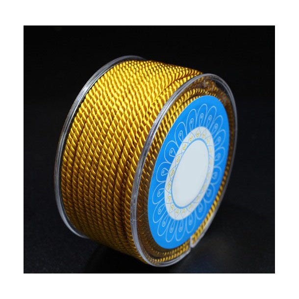 Nylon cord, twisted decorative cord, whole roll, golden, round, 1.5 mm, 23 m