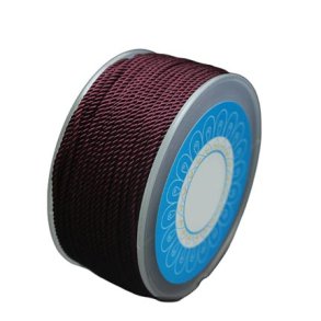 Nylonsnor, snoet dekorationssnor, kokosbrun, rund, 2,5 mm, 2 m