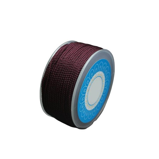 Nylonsnor, snoet dekorationssnor, kokosbrun, rund, 2,5 mm, 2 m