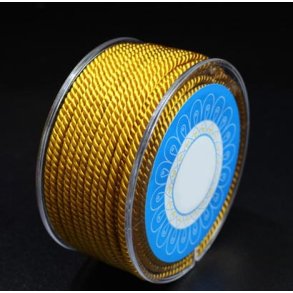 Nylonsnor, snoet dekorationssnor, gylden, rund, 2,5 mm, 2 m