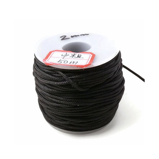 Nylon cord, bulk purchase, black matte, thickness 2mm, 50 m
