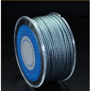 Nylonsnor, snoet dekorationssnor, m�rkegr�, rund, 1,5 mm, 2 m
