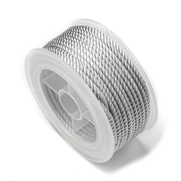 Nylonsnor, snoet dekorationssnor, lys st�lbl�, rund, 1,5 mm, 10 m