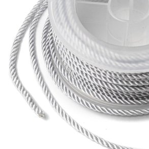 Nylonsnor, snoet dekorationssnor, lys st�lbl�, rund, 1,5 mm, 2 m