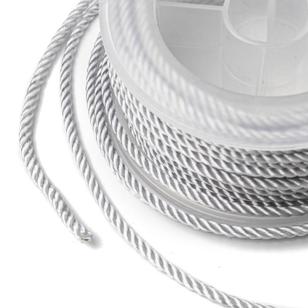 Nylonsnor, snoet dekorationssnor, lys st�lbl�, rund, 1,5 mm, 2 m