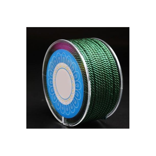 Nylonsnor, snoet dekorationssnor, gr�n, rund, 1,5 mm, 10 m