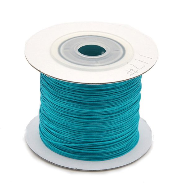 Nylon cord, bluish turquoise, thin, 0.5mm, 2m