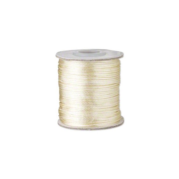Satin cord, complete reel, round, leight beige, ca. 1mm, 60m
