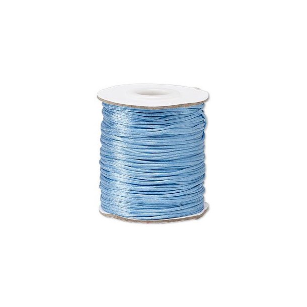 Satin cord, complete reel, round, denim blue, ca. 1mm, 60m