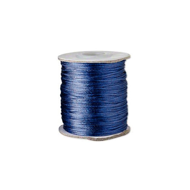 Satin cord, round, dark royal blue, ca. 1mm, 2m