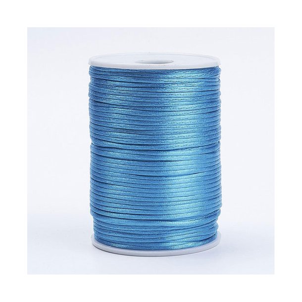 Satin cord, complete reel, round, dodger blue, ca. 2-2,5mm, 70m