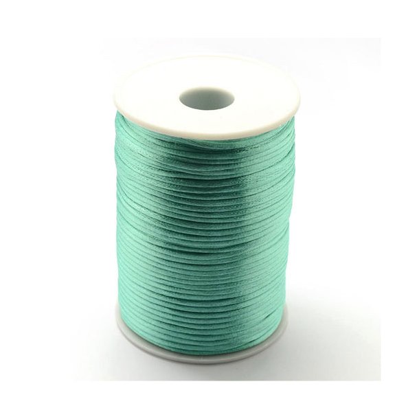 Satin cord, round, turquoise green, ca. 2-2,5mm, 2m