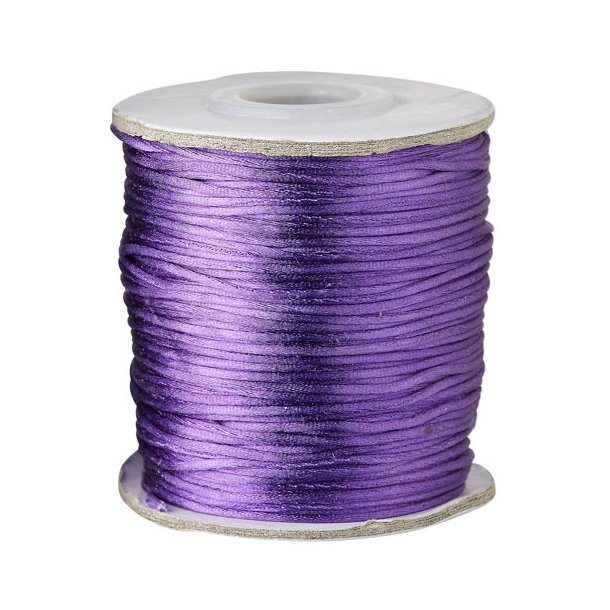 Satin cord, complete reel, round, purple, 1mm, 60m