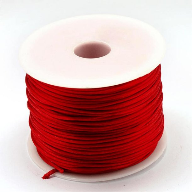 Satin cord, whole roll, round red, 1.5 mm, 45 m
