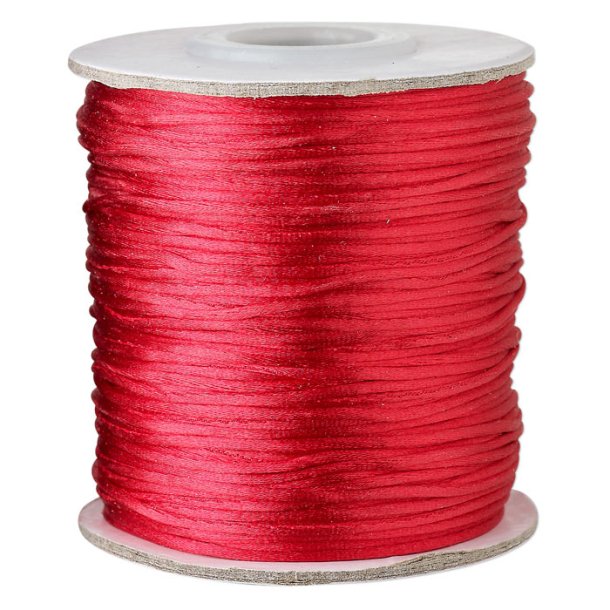 Satin cord round, red, 1mm, 2m