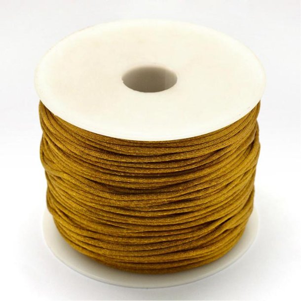 Satin cord, whole roll, round dark golden, 1.5 mm, 45 m