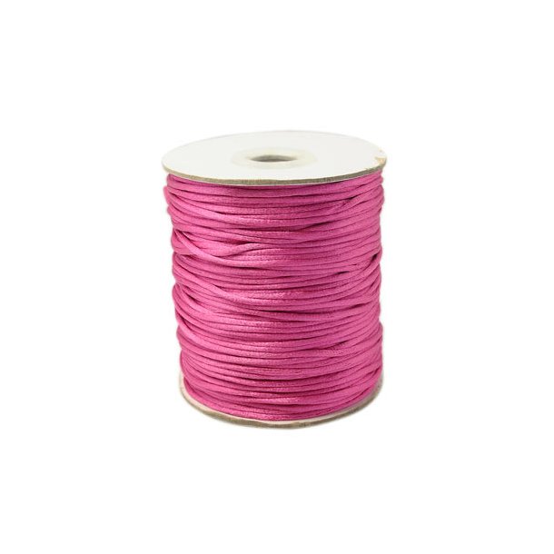 Satin cord, full spool, round, fuchsia, thickness about 2.5mm, 90m