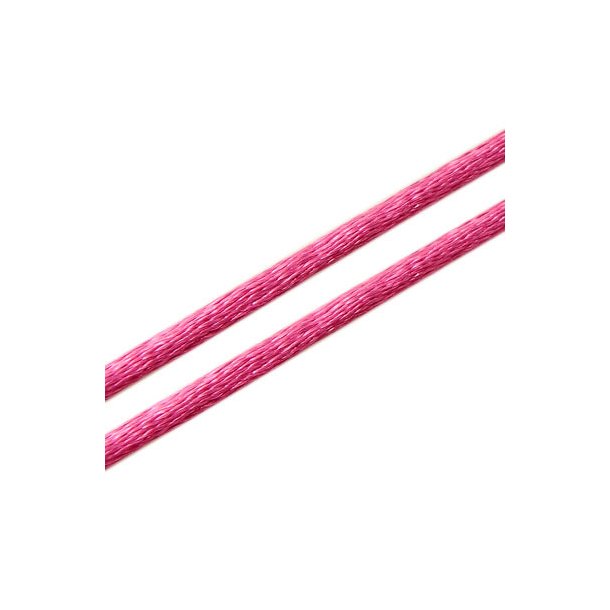 Satin cord, round, fuchsia, thickness about 2.5mm, 2m