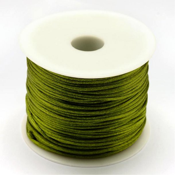Satin cord, whole roll, round olive green, 1.5 mm, 45 m