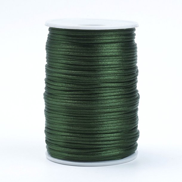 Satin cord on spool, round, dark green, 2-2,5mm, 70m