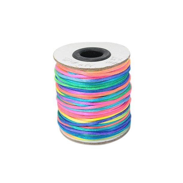 Satin cord round, rainbow, approx. 2-2,5mm, 45m (complete reel)