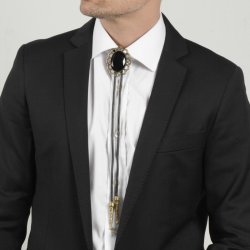 Schnur f�r Bolo-tie, rund, schwarz, Dicke 4 mm, L�nge 90 cm, 1 Stk