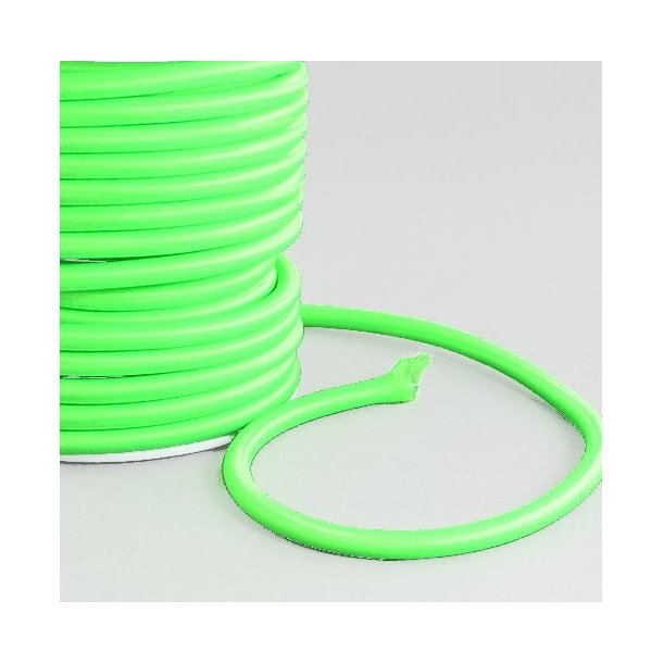 Spinning-tube, rund neongr&oslash;n nylonsnor omvundet allergivenligt ppc-r&oslash;r, 5 mm, 20 cm