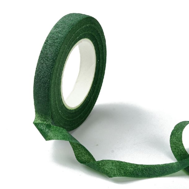 Blumenband, ganze Rolle, grnes strukturiertes Papier, Breite 12 mm, 27 m