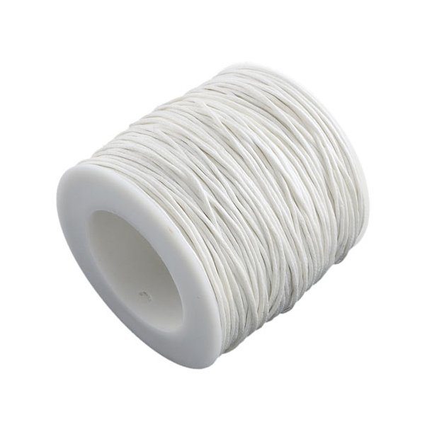 Waxed cord, white, 1.2 mm, full spool 74 meter
