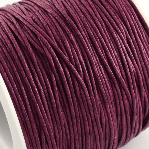 Waxed cotton cord, bordeaux red, 1,2 mm, 2 m