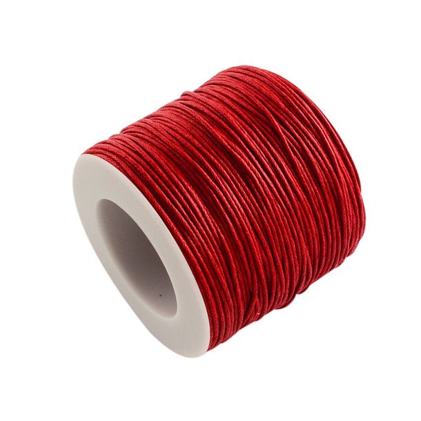 Waxed cord, red, 1,2 mm, full spool 74 m