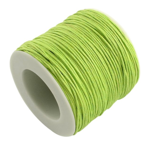 Waxed cotton cord, summer green 1.2 mm, full spool 74 meter