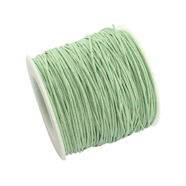 Waxed cotton cord, light green 1.2 mm, full spool 74 meter