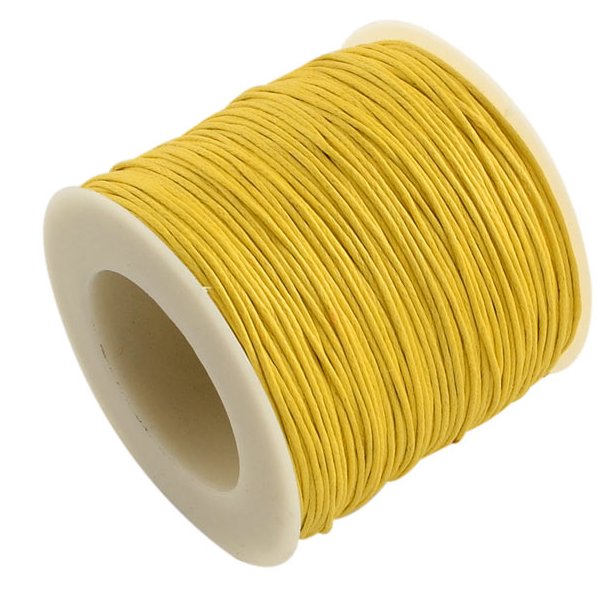 Waxed cotton cord, yellow, 1.2mm, spool, 74m