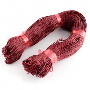 Waxed cotton cord, dark red, thickness 1.2mm, batch of 60m