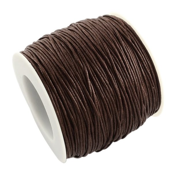 Waxed cotton cord, dark coconut brown, 1.2mm, 2m