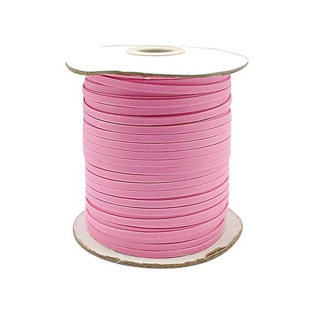 Wachsimpr&auml;gniertes Nylonband, ganze Rolle, breit, flach, pink, 4 mm, 90 m