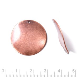 Antik-kupferfarbene Messing, unebene M�nze mit Loch am Rand, 26 mm, 2 Stk