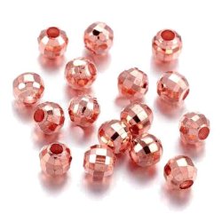 Discokugeln-perle, facettiert, kupferfarbenes Messing, Durchmesser 4 mm, 20 Stk