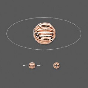 Kupfer, runde gerillte Perlen, 3 mm, 100 Stk.