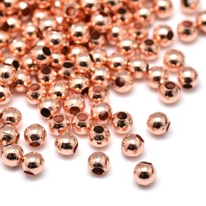 Perle, rosvergoldetes Messing, blank rund, Durchmesser 2 mm. 100 Stck