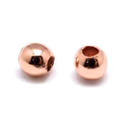 Perle, rosvergoldetes Messing, blank rund, Durchmesser 2 mm. 100 Stck