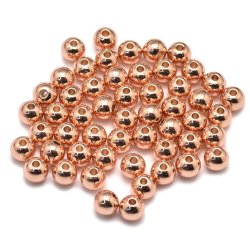Perle, Rosgold plattiertes Messing, blank rund, Durchmesser 6 mm. 20 Stck